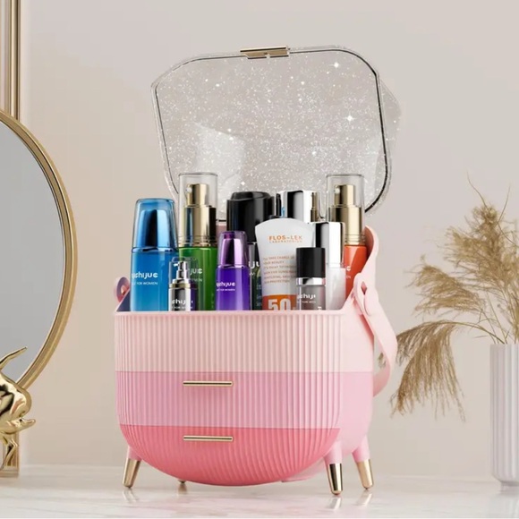 New Pink Retro Style Makeup Organizer - Picture 3 of 6